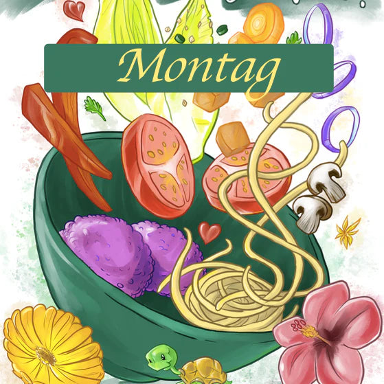 Montag (11.05.26) - Bunte Nudeln mit cremiger Spinatsoße & Cashew-Pastatopping